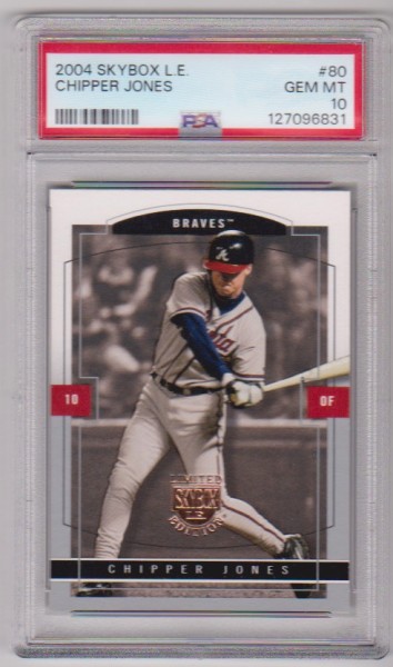 Graded PSA Gem Mint 10 - Chipper Jones 2004 Skybox Limited Edition #80 Card