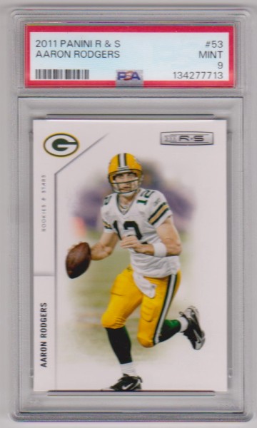 Graded PSA Mint 9 - Aaron Rodgers 2011 Panini Rookies & Stars #53 Card