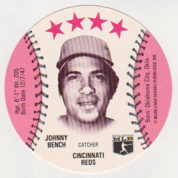 1976 Isaly s Disc Johnny Bench Card High Grade Property Room