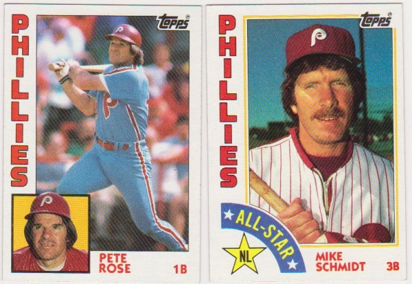 1984 Topps Pete Rose #300 + Mike Schmidt #388 Card Pair