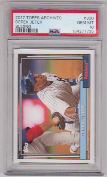 Graded PSA Gem Mint 10 - Derek Jeter 2017 Topps Archives Sliding #300 Card