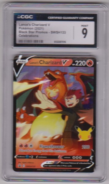 Graded CGC Mint 9 - Lance's Charizard V 2021 Pokemon Celebrations Black Star Promos #SWSH133 Card