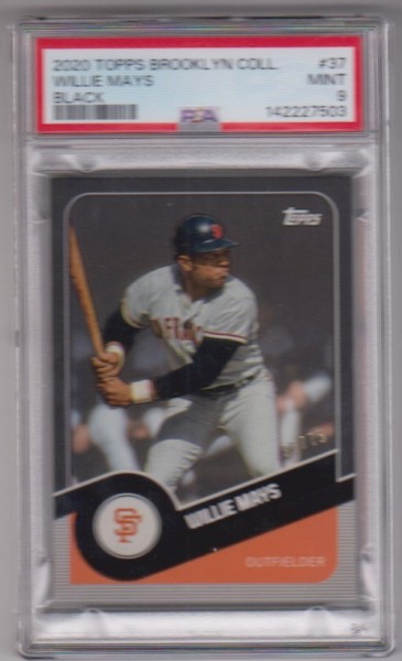 Graded PSA Mint 9 - Willie Mays 2020 Topps Brooklyn Collection Black #37 Card (#36/75 Produced)
