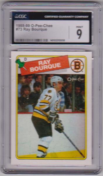Graded CGC Mint 9 - Ray Bourque 1988-89 O-Pee-Chee #73 Card