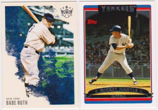 Babe Ruth + Mickey Mantle Baseball Card Pair
