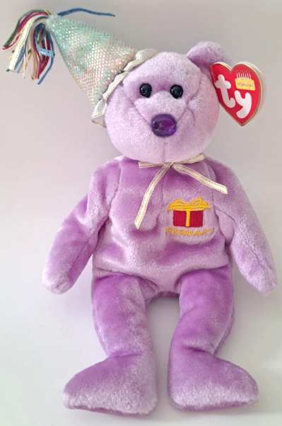 2002 Ty Beanie Baby February The Birthday Bear - New With Tags