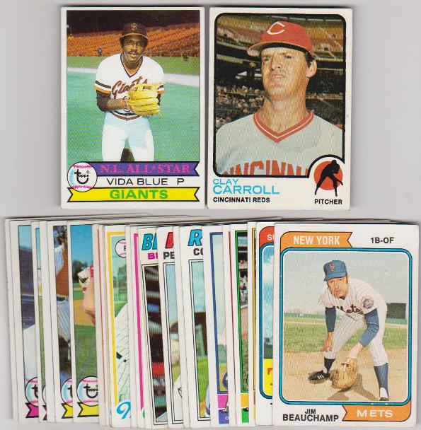 25 Different 1970's Topps Baseball Cards (1973-1979) w/ Vida Blue+ More