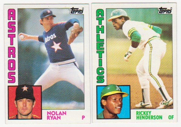 1984 Topps Nolan Ryan #470 + Rickey Henderson #230 Card Pair
