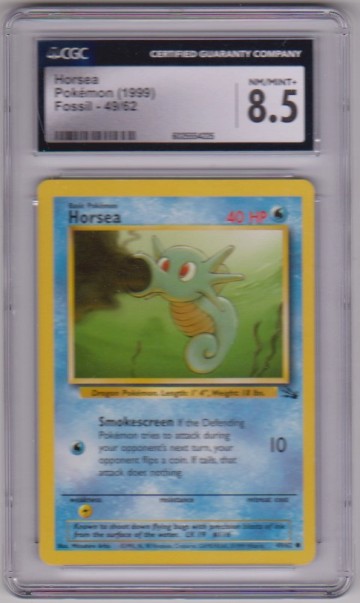 Graded CGC NM/Mint+ 8.5 - Horsea 1999 Pokemon Fossil #49/62 Card