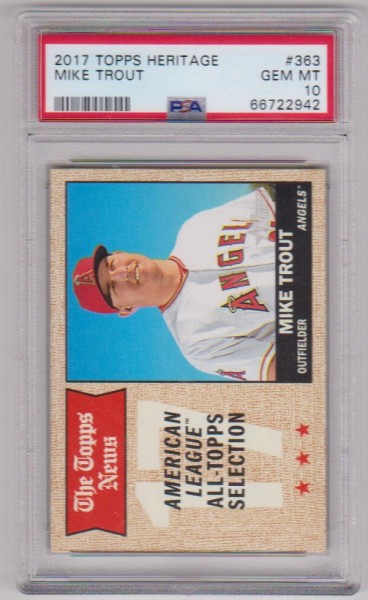 Graded PSA Gem Mint 10 - Mike Trout 2017 Topps Heritage #363 Card