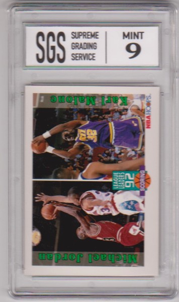 Graded Mint 9 - Michael Jordan/Karl Malone 1992-93 Hoops #320 Card