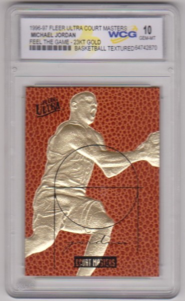 Graded Gem Mint 10 - Michael Jordan 1996-97 Fleer Ultra Court Masters Feel The Game 23 Kt Gold Card