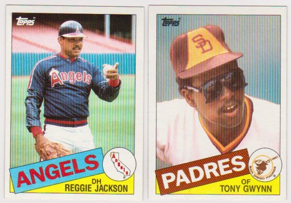 1985 Topps Reggie Jackson #200 + Tony Gwynn #660 Card Pair