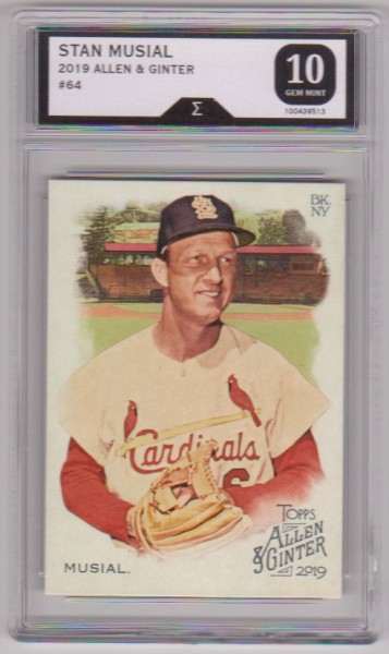 Graded Sigma Gem Mint 10 - Stan Musial 2019 Topps Allen & Ginter #64 Card