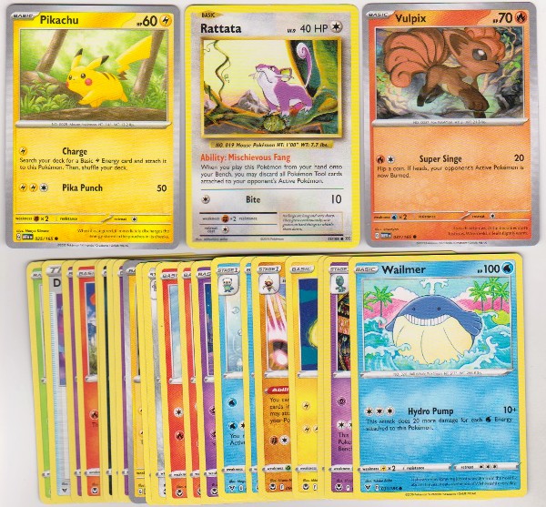 25 Different Pokemon Trading Cards w/ Pikachu + More
