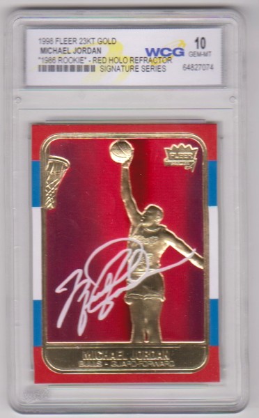 Graded Gem Mint 10 - Michael Jordan 1998 Fleer '86 Rookie Red Holo Refractor 23 Kt Gold Card