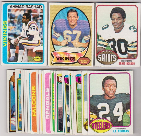 24 Different 1970's Topps Football Cards (1970-1979) w/ Ahmad Rashad+ More