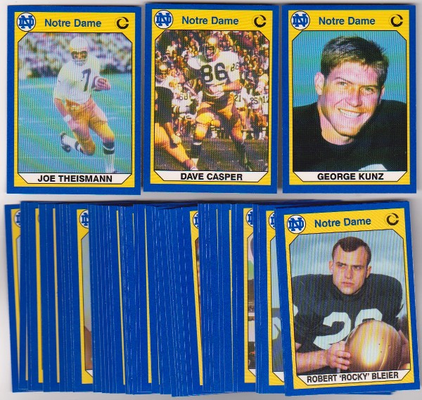 50 Different 1990 Notre Dame Collegiate Collection Cards w/ Joe Theismann + More