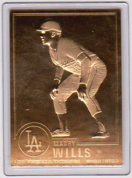 22 kt Gold - MAURY WILLS 1996 Danbury Mint Gold Card