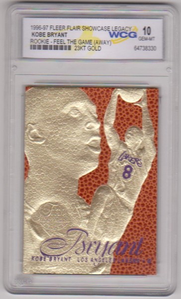 Rookie Graded Gem Mint 10 - Kobe Bryant 1996-97 Flair Showcase Legacy 23 Kt Gold Card