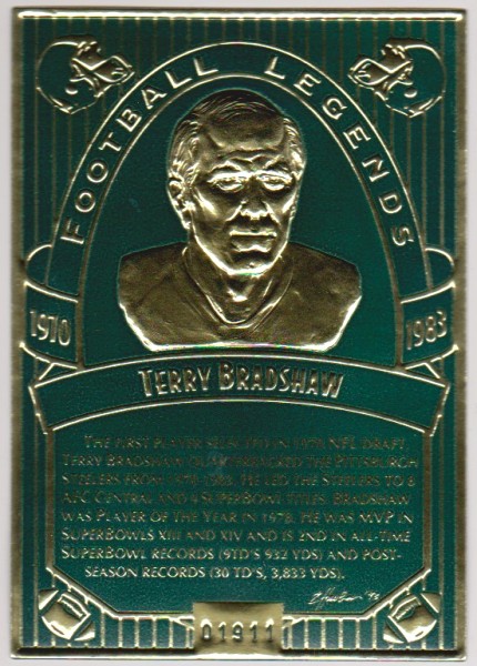 1993 Legendary Foils Terry Bradshaw Sculpted Card With COA