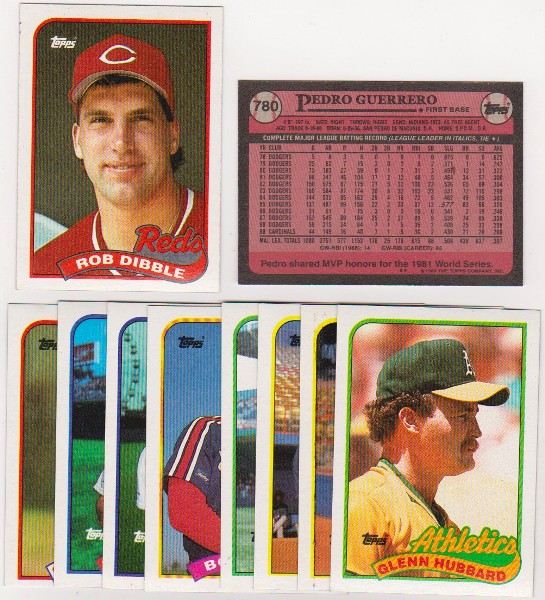 ERROR LOT - 10 Different 1989 Topps Baseball Wrong Back Errors - Rob Dibble Rookie & More