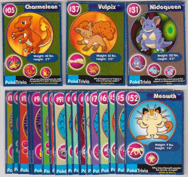 20 Different 1999 Pokemon Master Trainer Cards From Burger King Set w/ Charmeleon + More