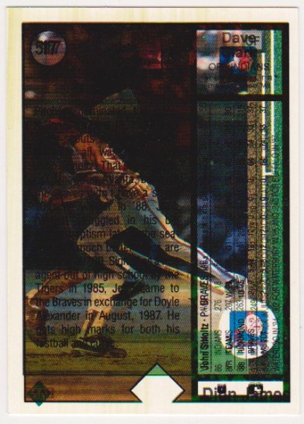 Error - John Smoltz 1989 Upper Deck Rookie w/ Clark/James Triple Print Back - Rare Misprint