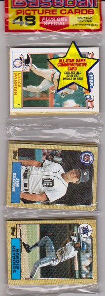 1987 Topps Baseball 49 Card Rack Pack w/ Lance Parrish On Front