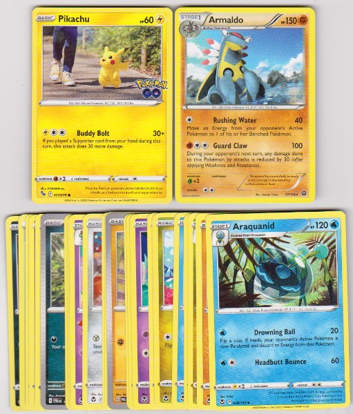 25 Different Pokemon Trading Cards w/ Pikachu + More
