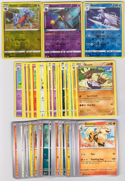 50 Different Pokemon Trading Cards w/ 3 REVERSE HOLOS + More