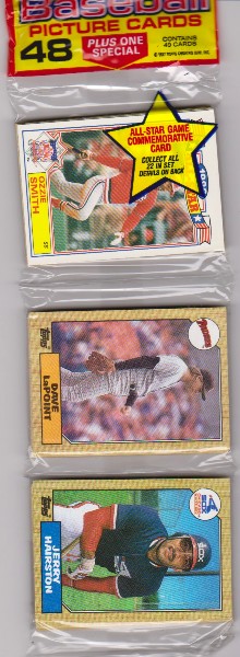 1987 Topps Baseball 49 Card Rack Pack w/ Ozzie Smith On Front