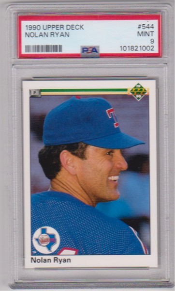 Graded PSA Mint 9 - Nolan Ryan 1990 Upper Deck #544 Card