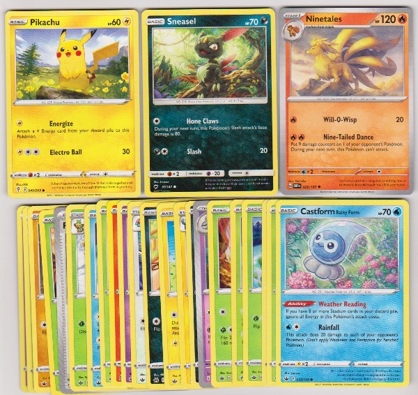 25 Different Pokemon Trading Cards w/ Pikachu + More
