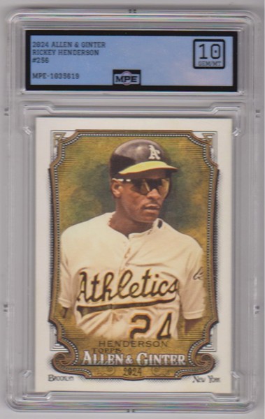 Graded MPE Gem Mint 10 - Rickey Henderson 2024 Topps Allen & Ginter #256 Card