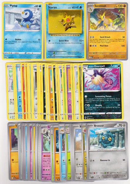 50 Different Pokemon Trading Cards w/ Piplup + More