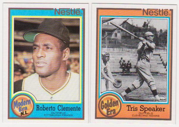 1987 Topps Nestle Roberto Clemente #27 + Tris Speaker #6 Card Pair - HOF'ers