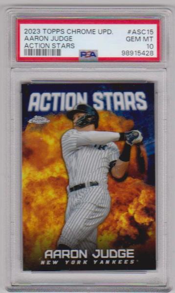 Graded PSA Gem Mint 10 - Aaron Judge 2023 Topps Chrome Update Action Stars #ASC-15 Card