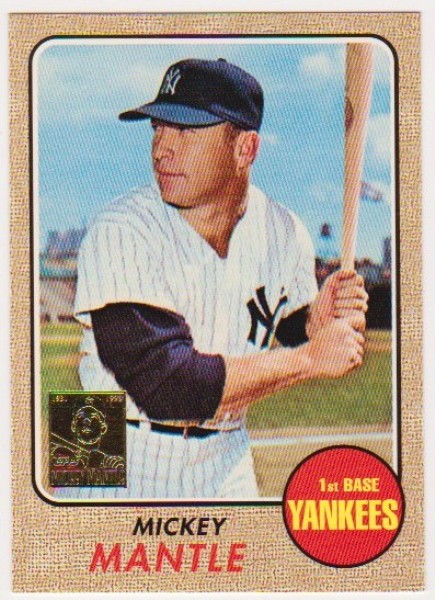 Mickey Mantle 1968 Topps #280 Commemorative Card - 1996 Topps #18 of 19 Insert Card