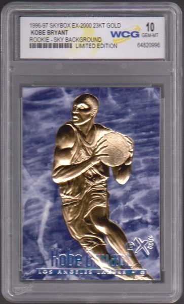 Rookie Graded Gem Mint 10 - Kobe Bryant 1996-97 Skybox EX-2000 Sky Background 23 Kt Gold Card