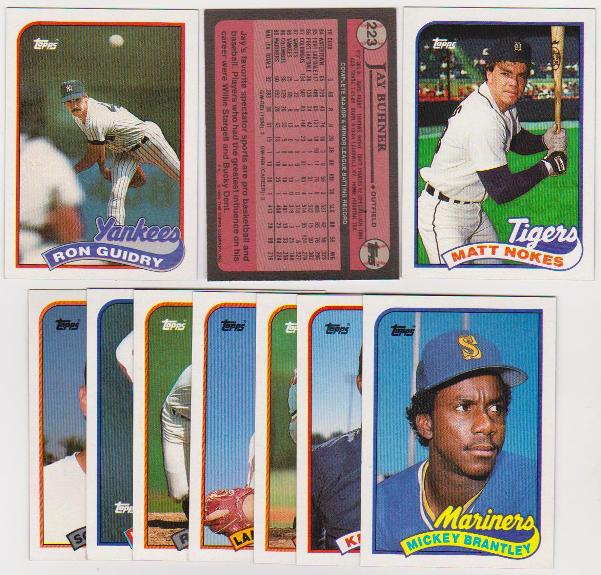 ERROR LOT - 10 Different 1989 Topps Baseball Wrong Back Errors - Ron Guidry + More