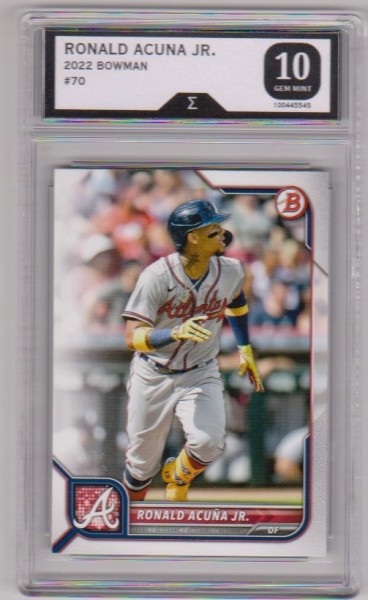 Graded Sigma Gem Mint 10 - Ronald Acuna Jr. 2022 Bowman #70 Card