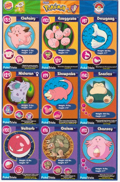 1999 Pokemon Master Trainer Collector Set Uncut 9 Card Sheet #16