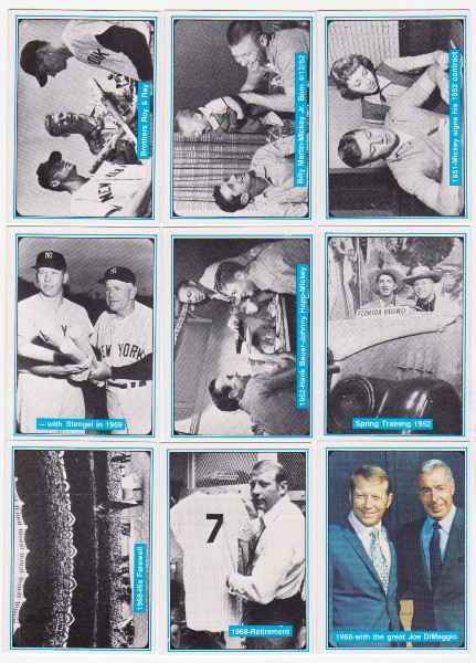 9 Different Mickey Mantle 1982 ASA The Mickey Mantle Story Cards