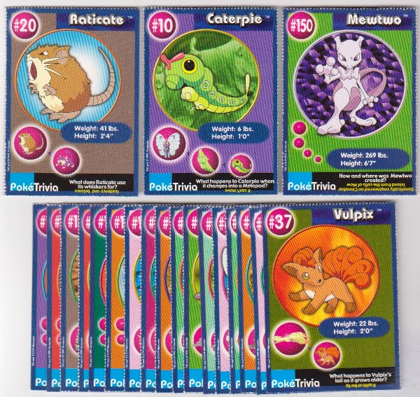 20 Different 1999 Pokemon Master Trainer Cards From Burger King Set w/ Mewtwo + More