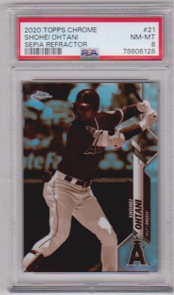 Graded PSA NM-MT 8 - Shohei Ohtani 2020 Topps Chrome Sepia Refractor #21 Insert Card