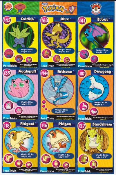1999 Pokemon Master Trainer Collector Set Uncut 9 Card Uncut #19 Sheet