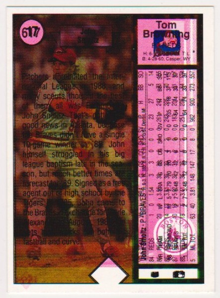 Error - John Smoltz 1989 Upper Deck Rookie With Blank Front/Double Print Back - Rare Misprint