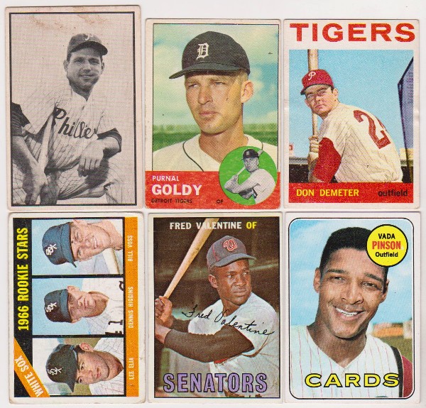 6 Different 1950's/1960's Topps/Bowman Baseball Cards w/ Vada Pinson + More