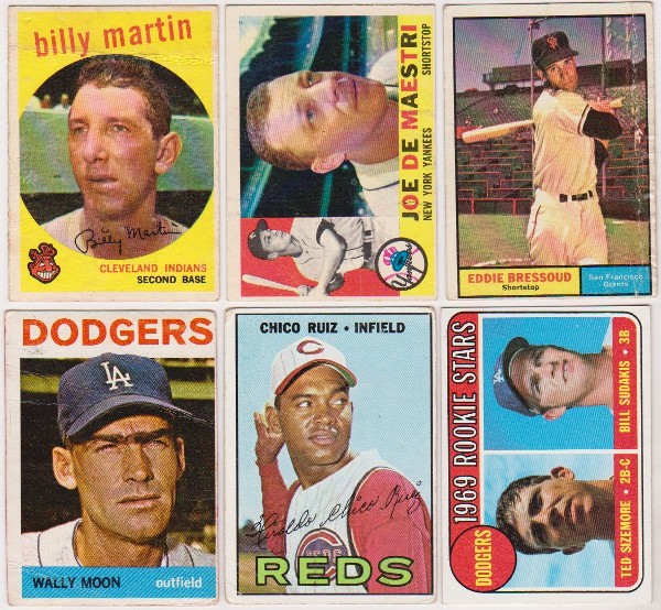 6 Different 1950's/1960's Topps Baseball Cards w/ Billy Martin + More